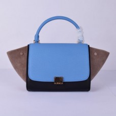 Borsa Celine Medium Trapeze in pelle scamosciata blu, nera e kaki Borsa Celine Medium Trapeze in pelle scamosciata blu, nera e kaki
