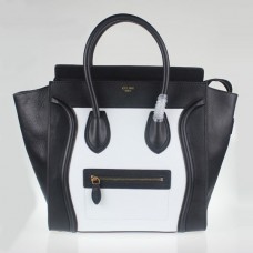 Borsa tote grande Celine Luggage nera e bianca