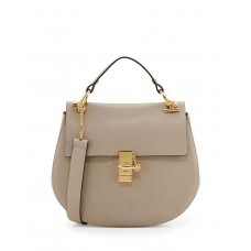 Borsa a tracolla media Chloe Drew con catena, grigia