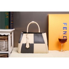 Borsa Fendi 2Jours Multicolor in pelle di vitello beige/nera F168