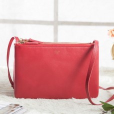 Borsa a tracolla Celine Small Trio in pelle di vitello rossa Borsa a tracolla Celine Small Trio in pelle di vitello rossa