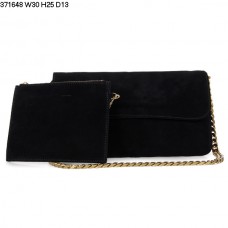 Borsa a tracolla Celine Gourmette in pelle scamosciata nera 371648 Borsa a tracolla Celine Gourmette in pelle scamosciata nera 371648