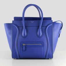 Borsa Celine Large Luggage Tote in pelle blu neon