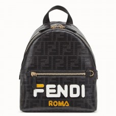 Mini zaino Fendi in tessuto lucido nero