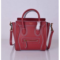 Borsa Celine Small Luggage Tote rossa e blu, 20 cm