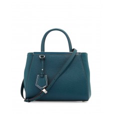 Borsa tote media in pelle Fendi 2Jours, colore oceano.