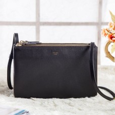 Borsa a tracolla Celine Small Trio in pelle di vitello nera Borsa a tracolla Celine Small Trio in pelle di vitello nera