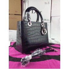 Replica della borsa Dior Lady Tote in vera pelle nera