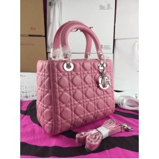 Replica della borsa a mano Dior Lady Tote in vera pelle rosa