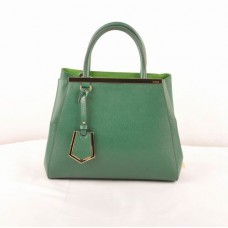 Borsa piccola Fendi 2jours in pelle verde con venature incrociate